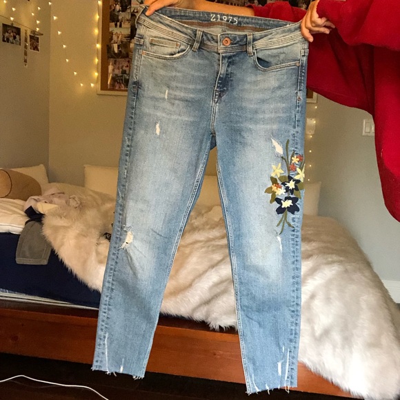 zara embroidered denim jeans - Picture 6 of 6